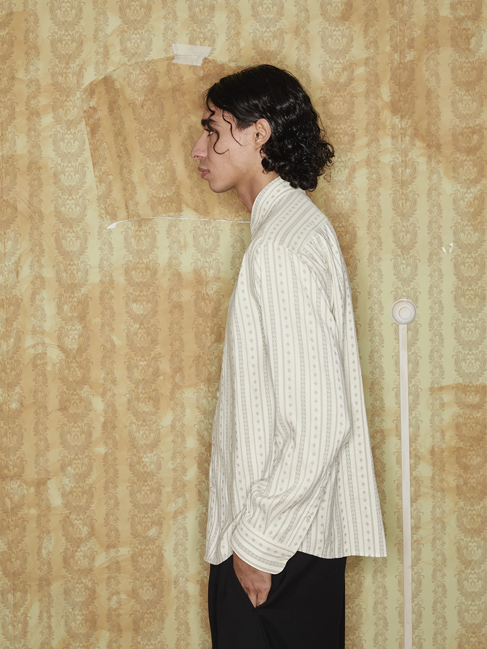 Striped cotton shirt with patterns