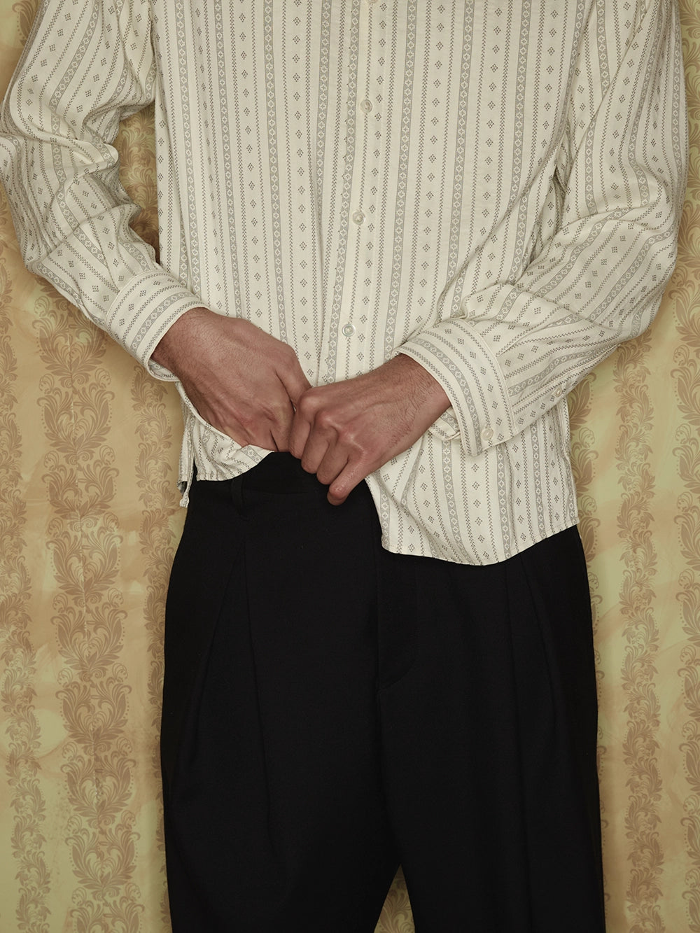 Striped cotton shirt with patterns