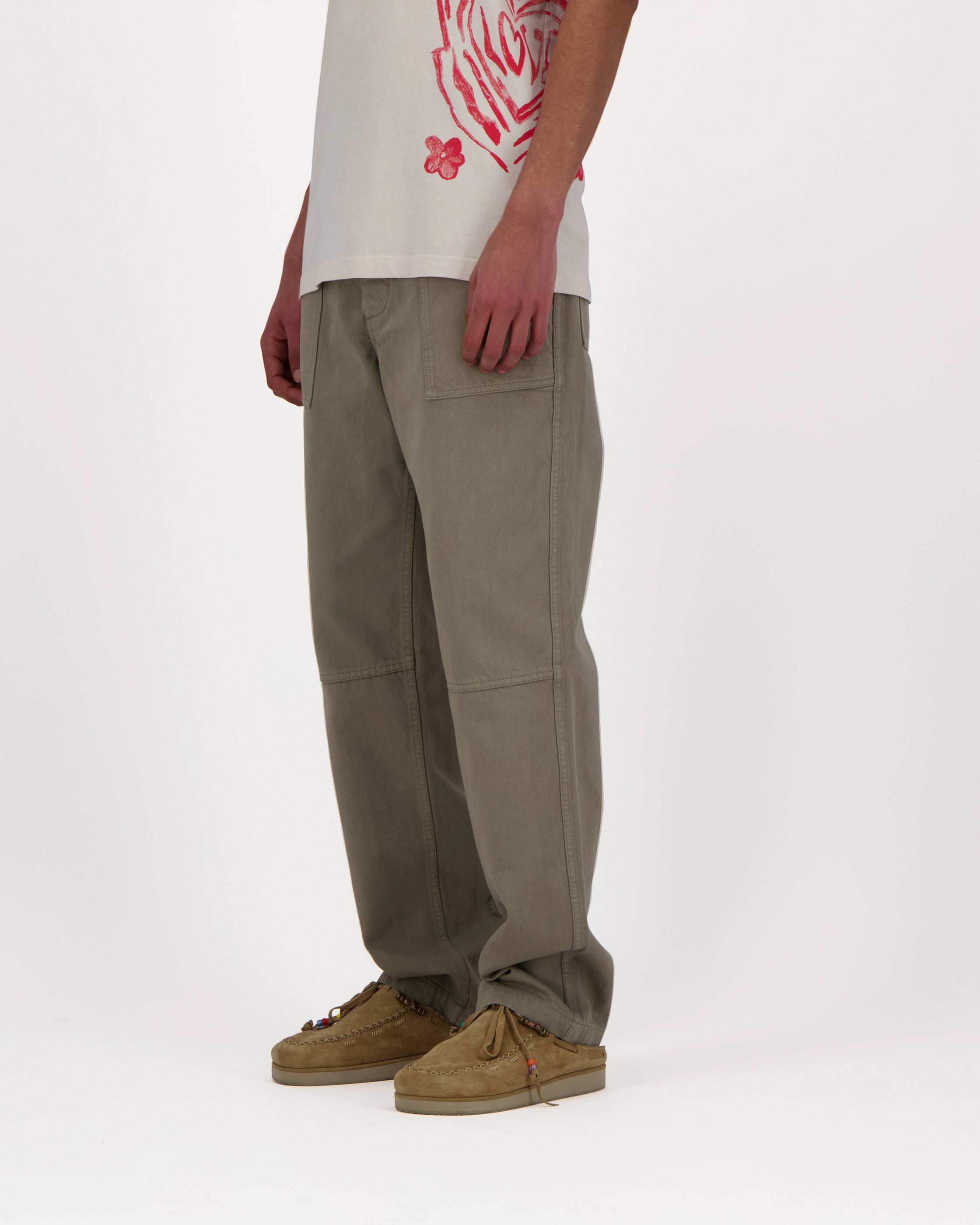 Worker-pant en twill avec Broderie et Patch