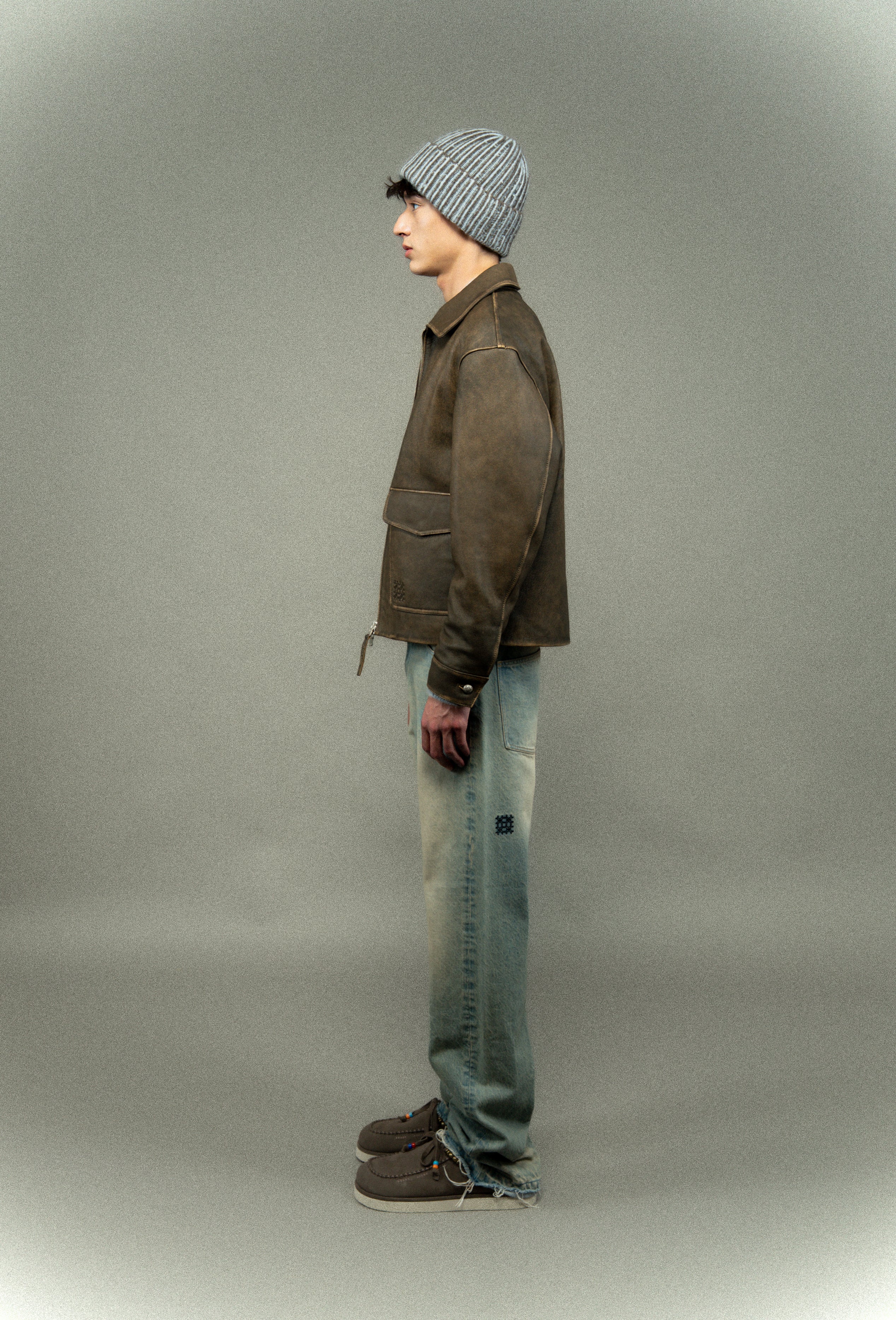 Blouson en cuir vieilli