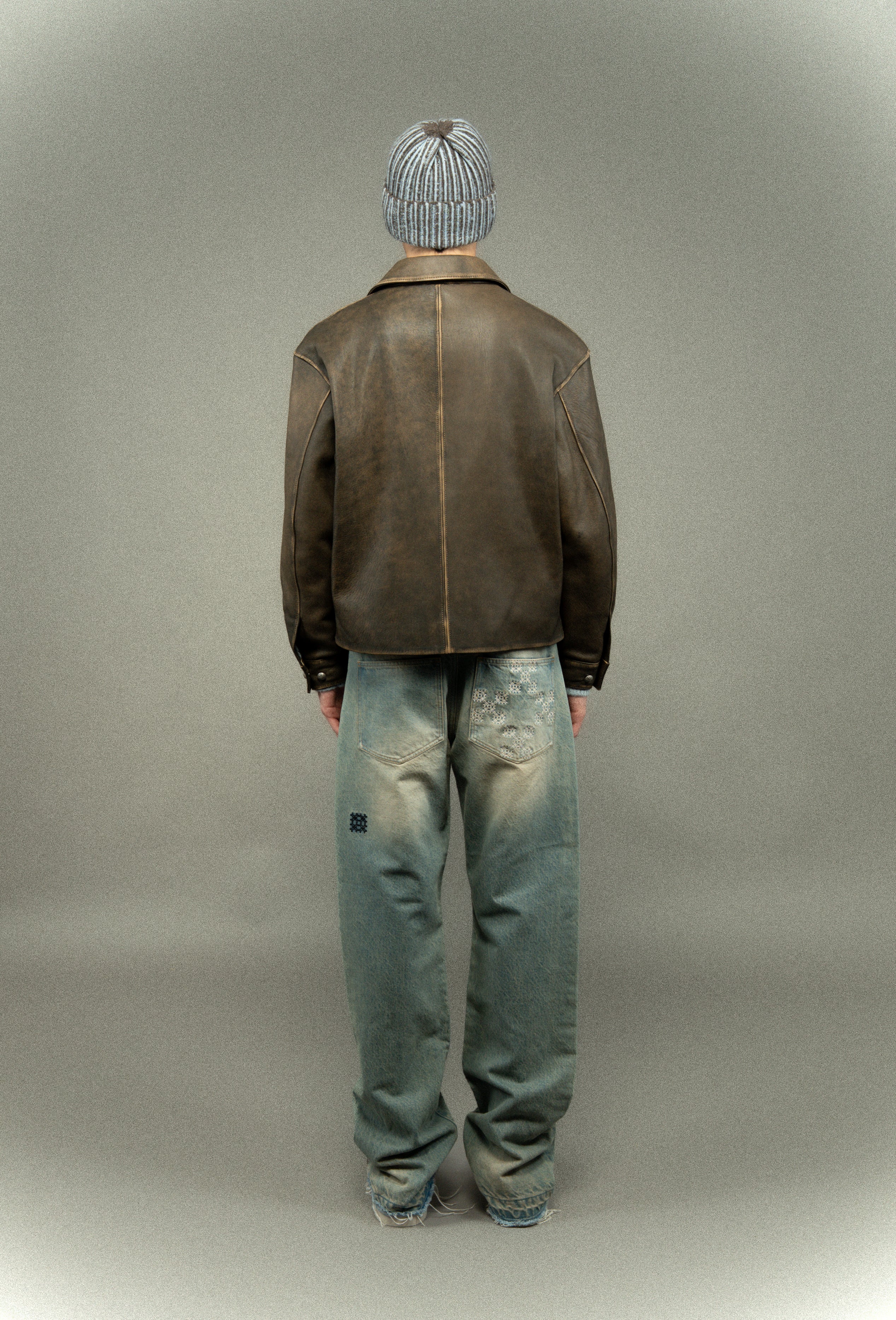 Blouson en cuir vieilli