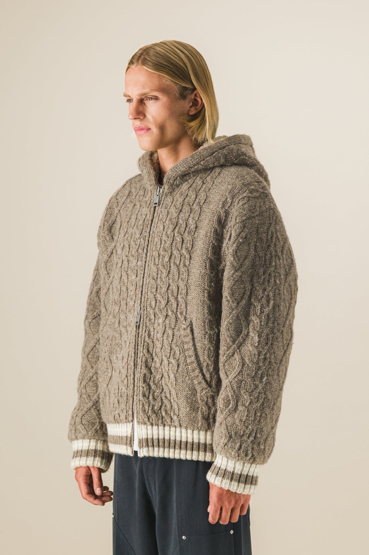 Hoodie en maille torsadée
