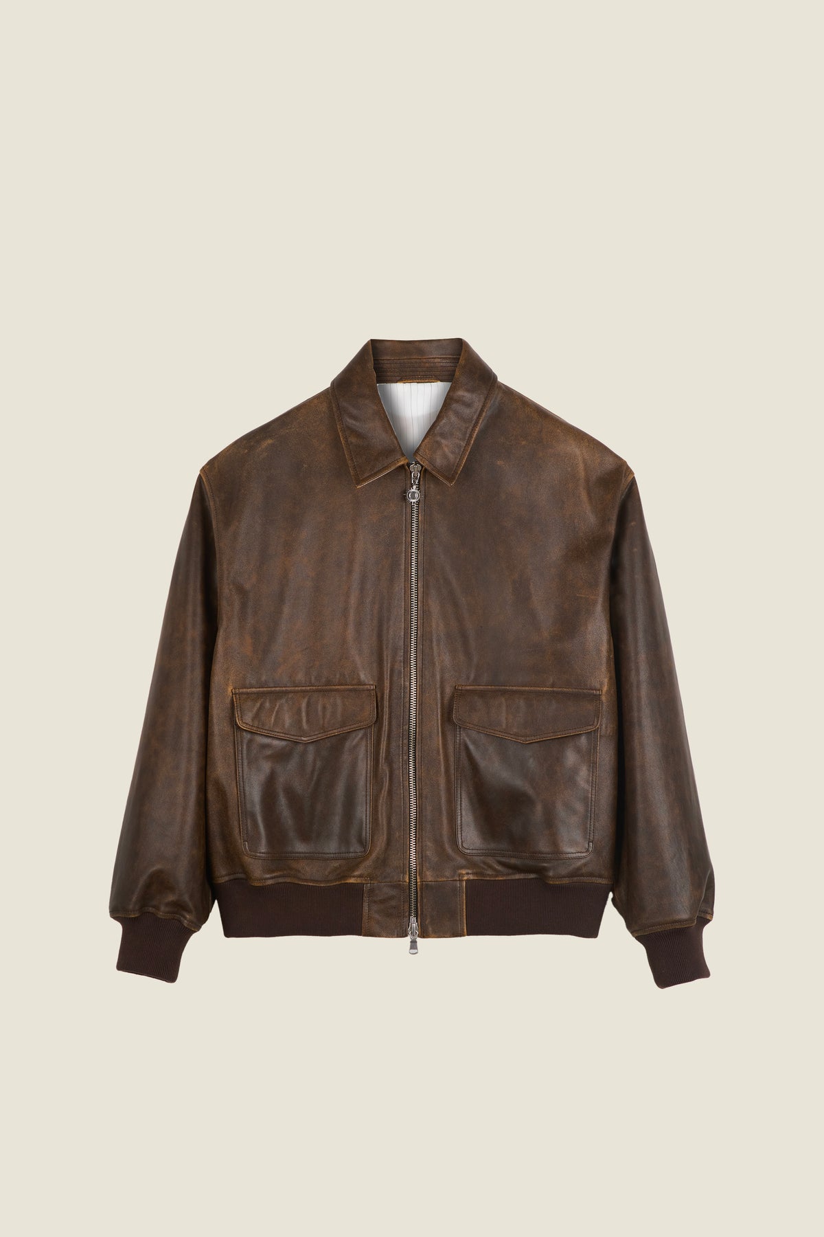 Blouson en cuir vieilli