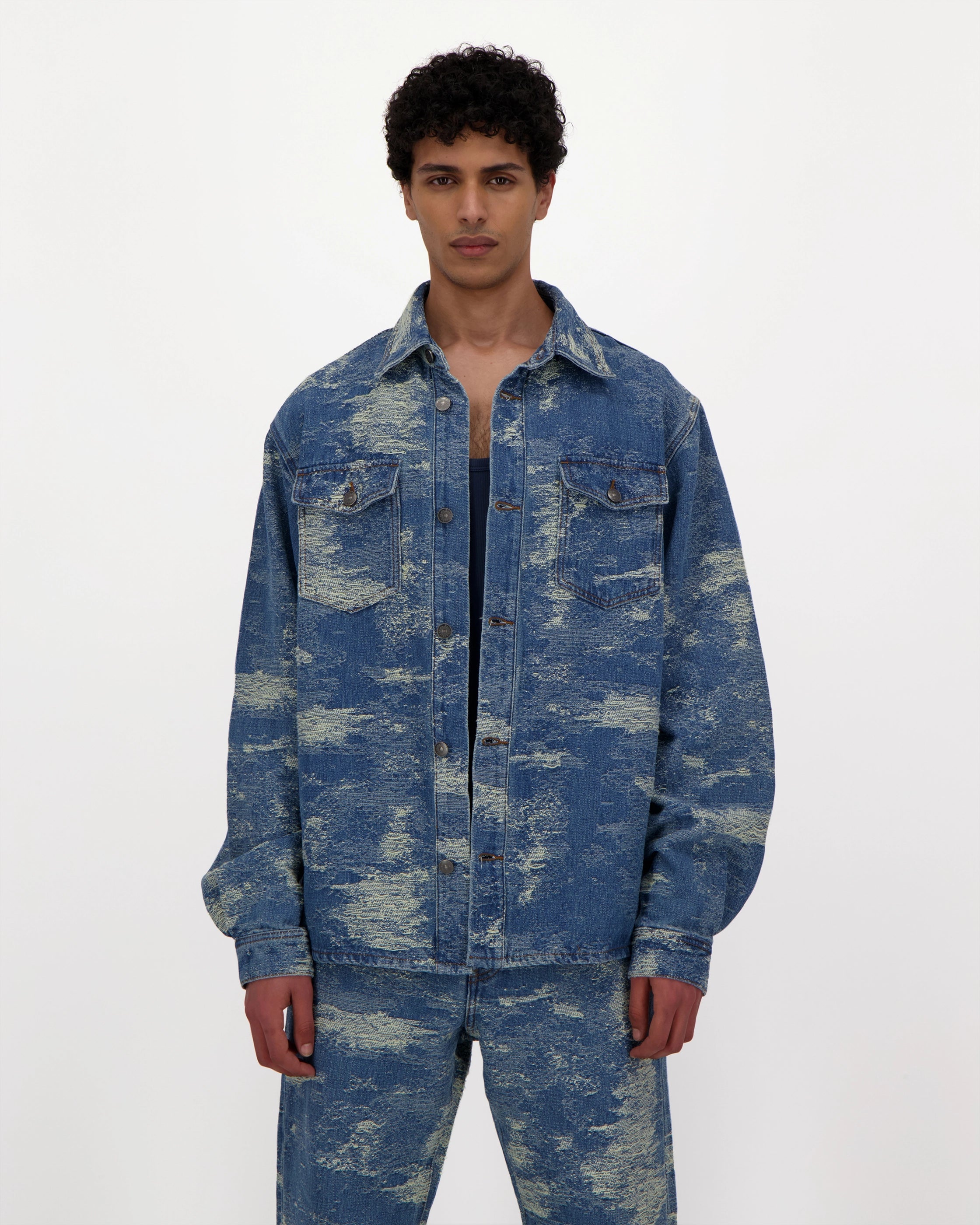 Surchemise en jean effet "vintage" tissé