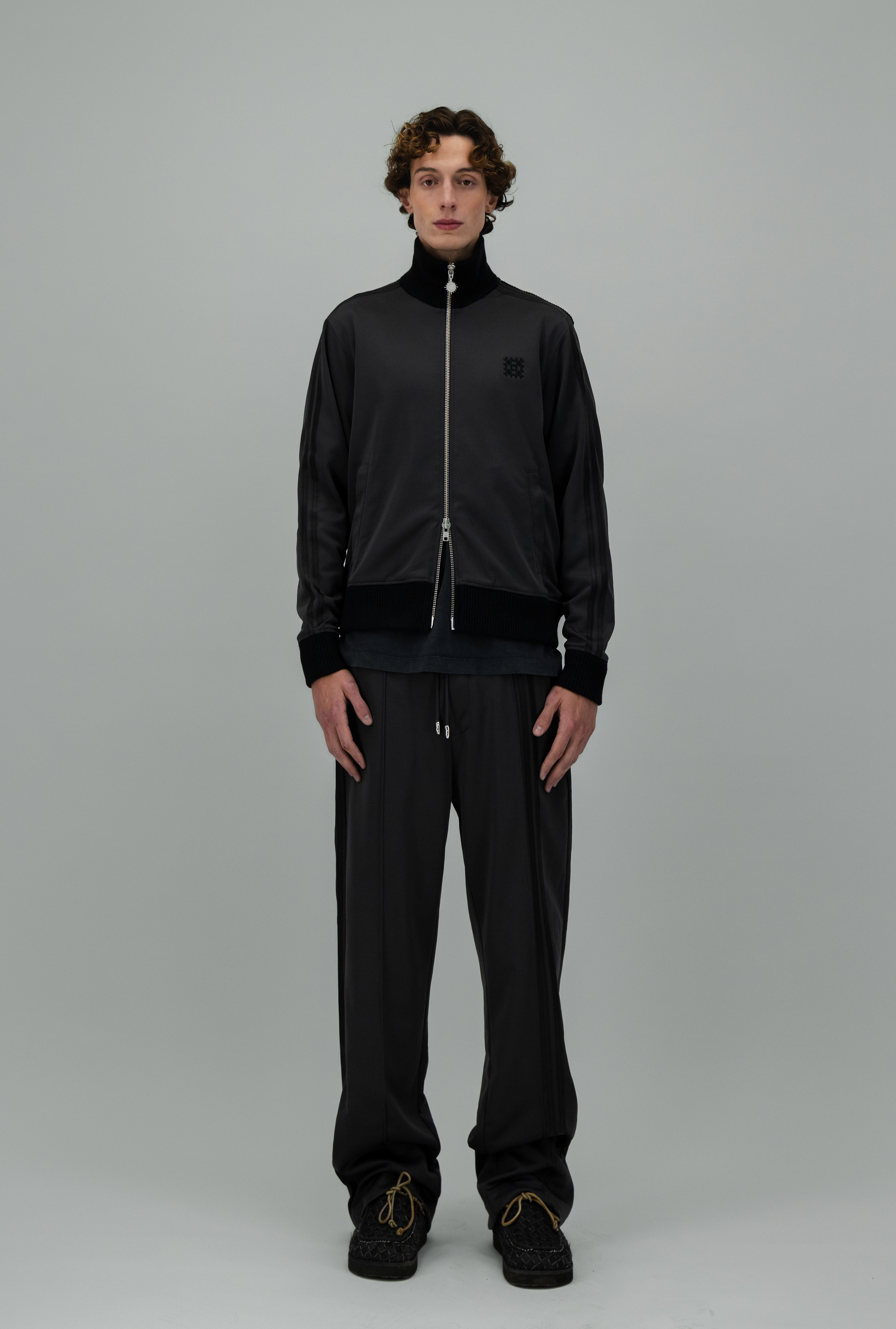 Pantalon Tracksuit avec bandes en cuir noir