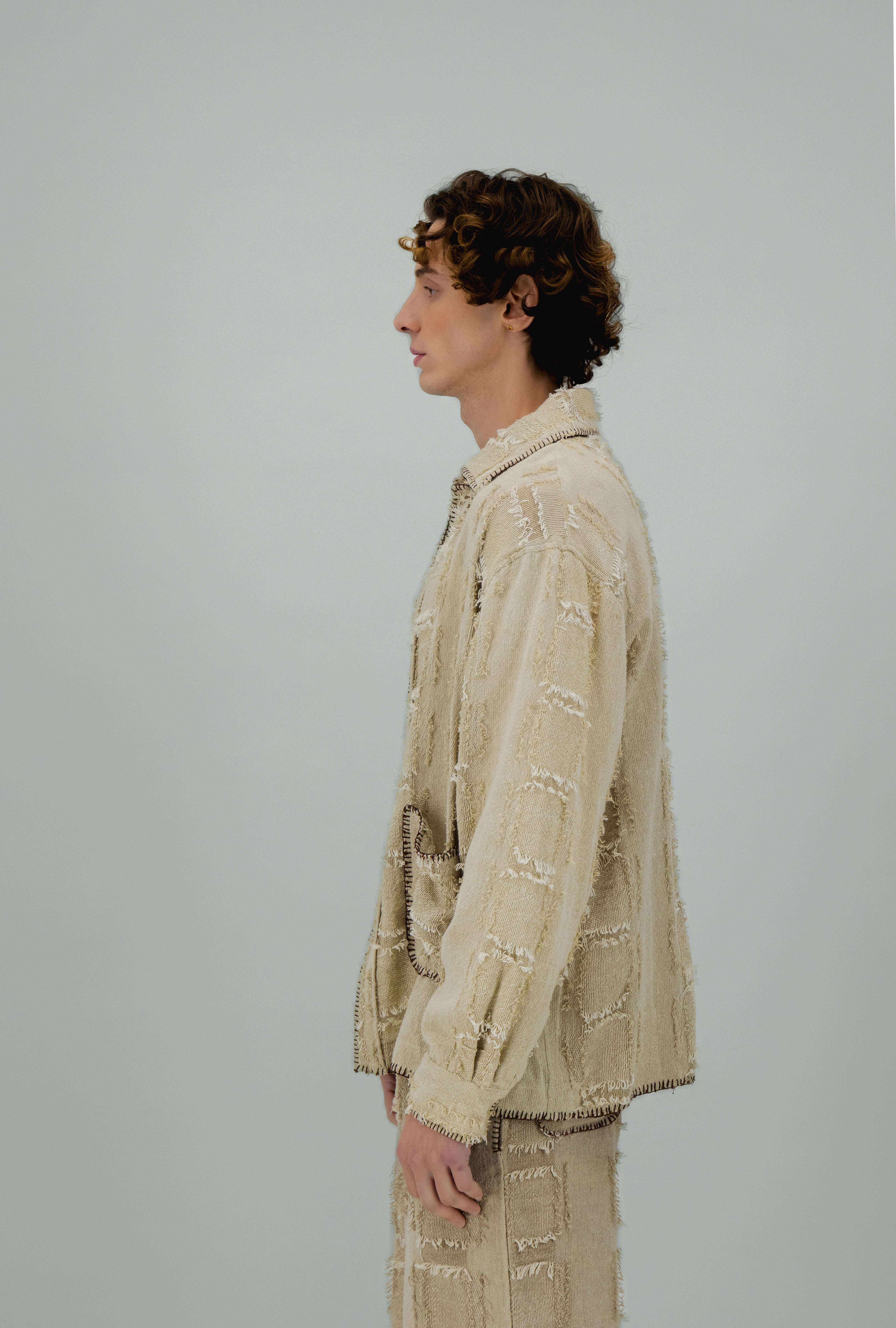 Surchemise écrue à détails fantaisie