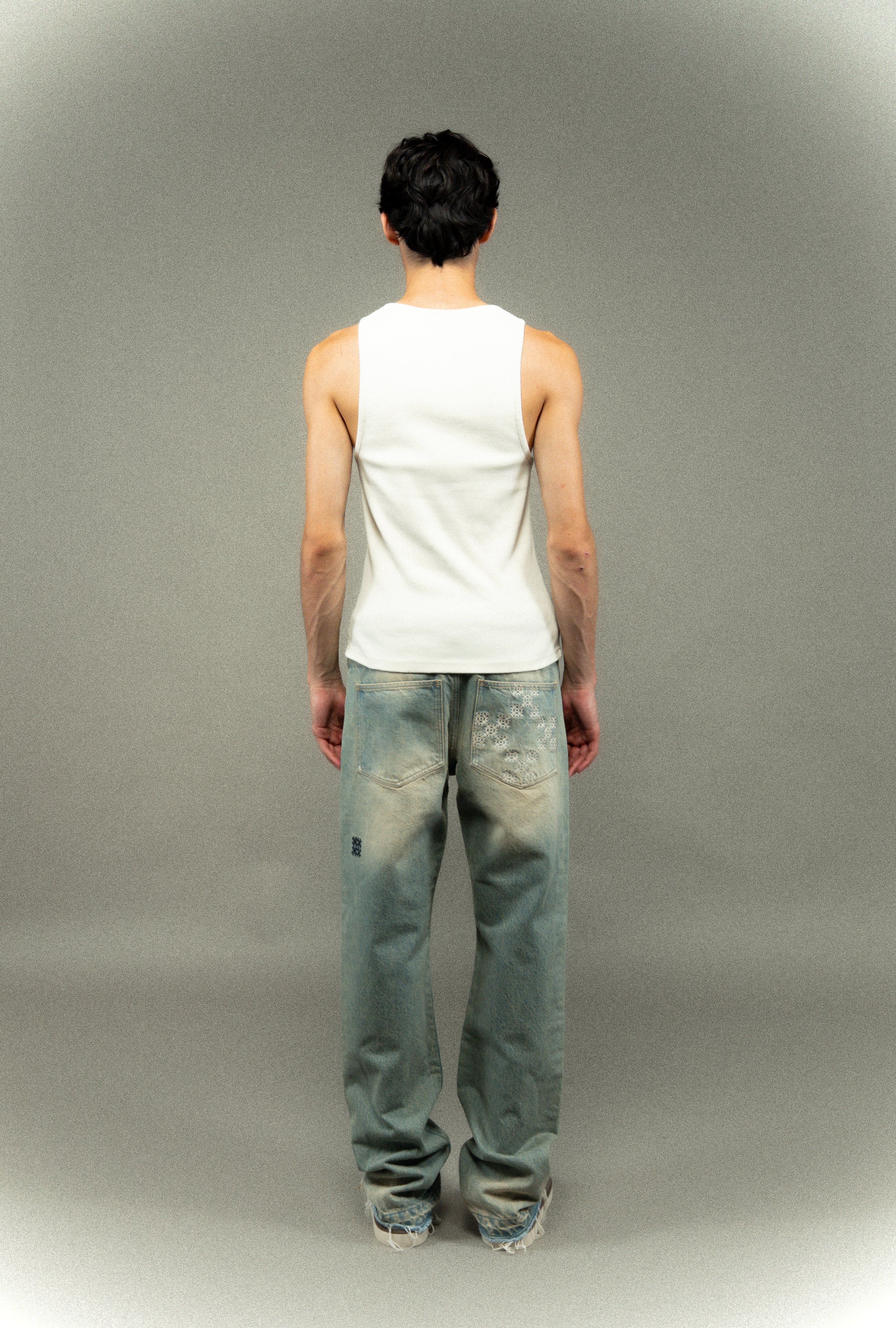 Jean droit en denim délavé
