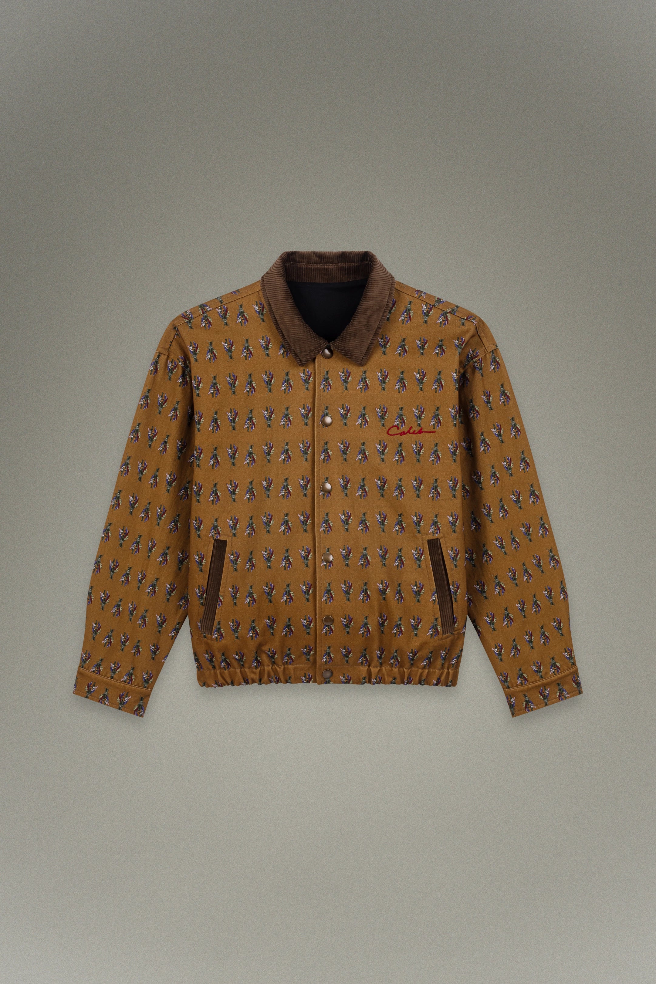 Braune Jacke mit Blumenmuster