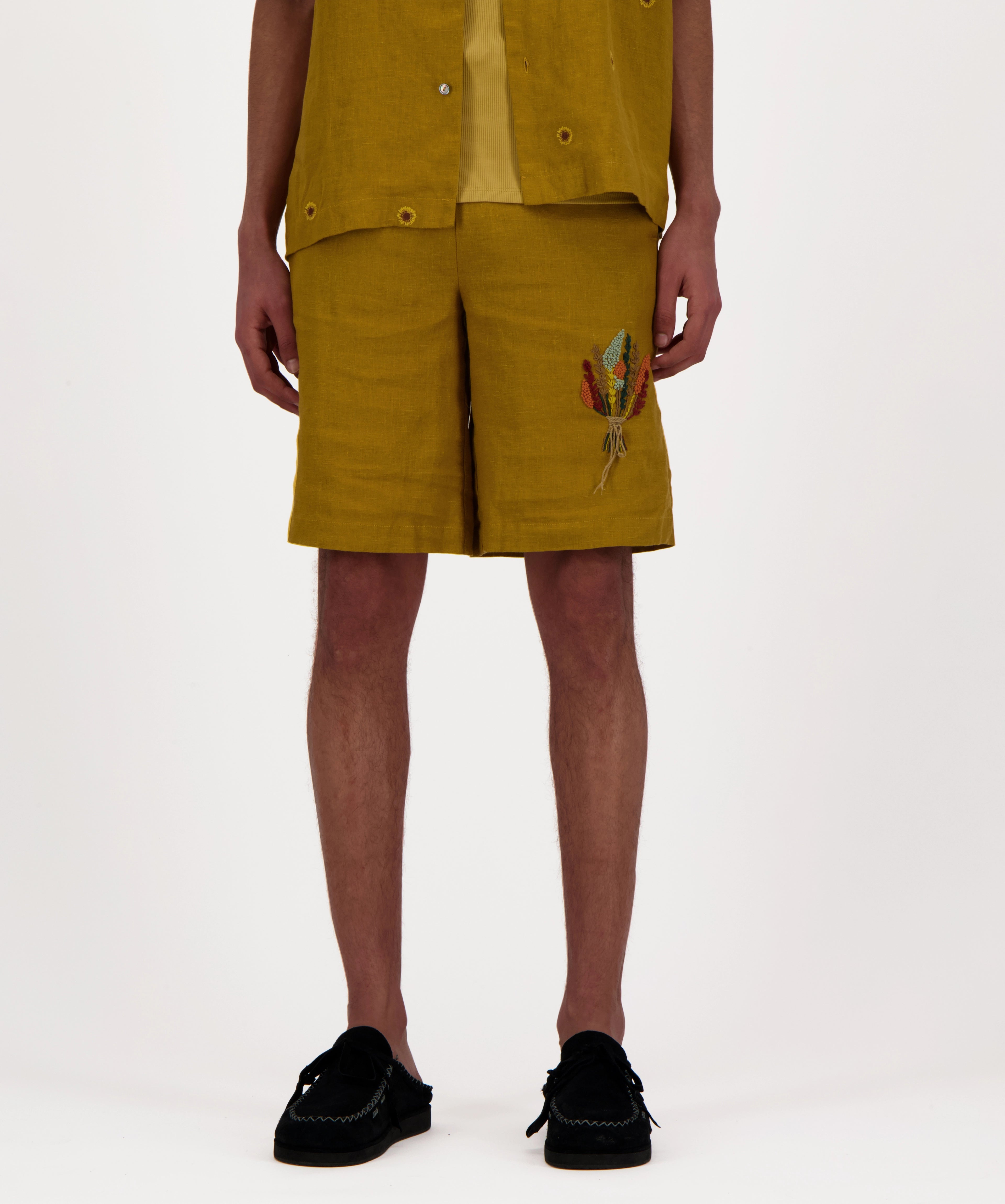 Short brodé en Lin