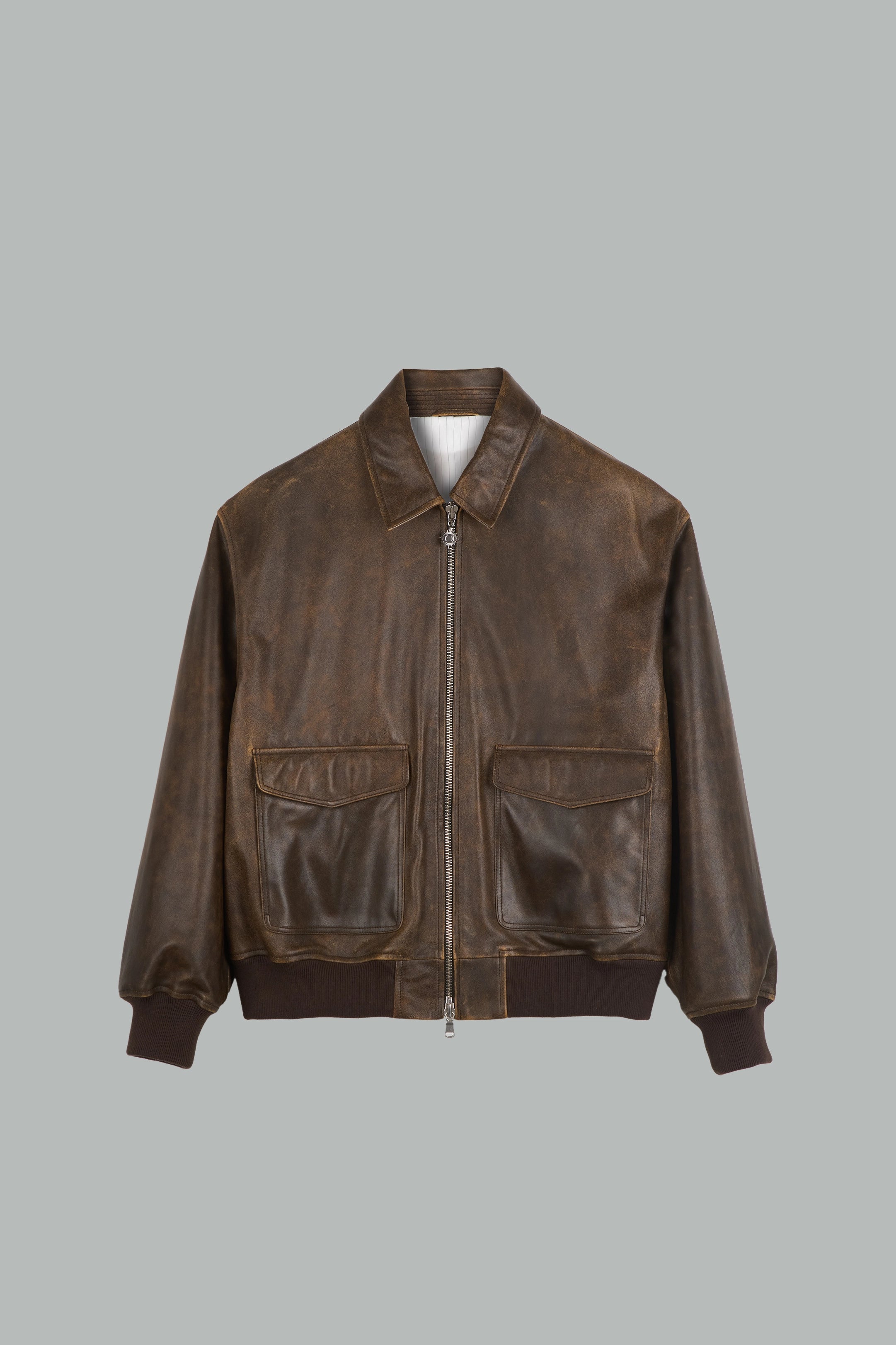 Blouson en cuir vieilli