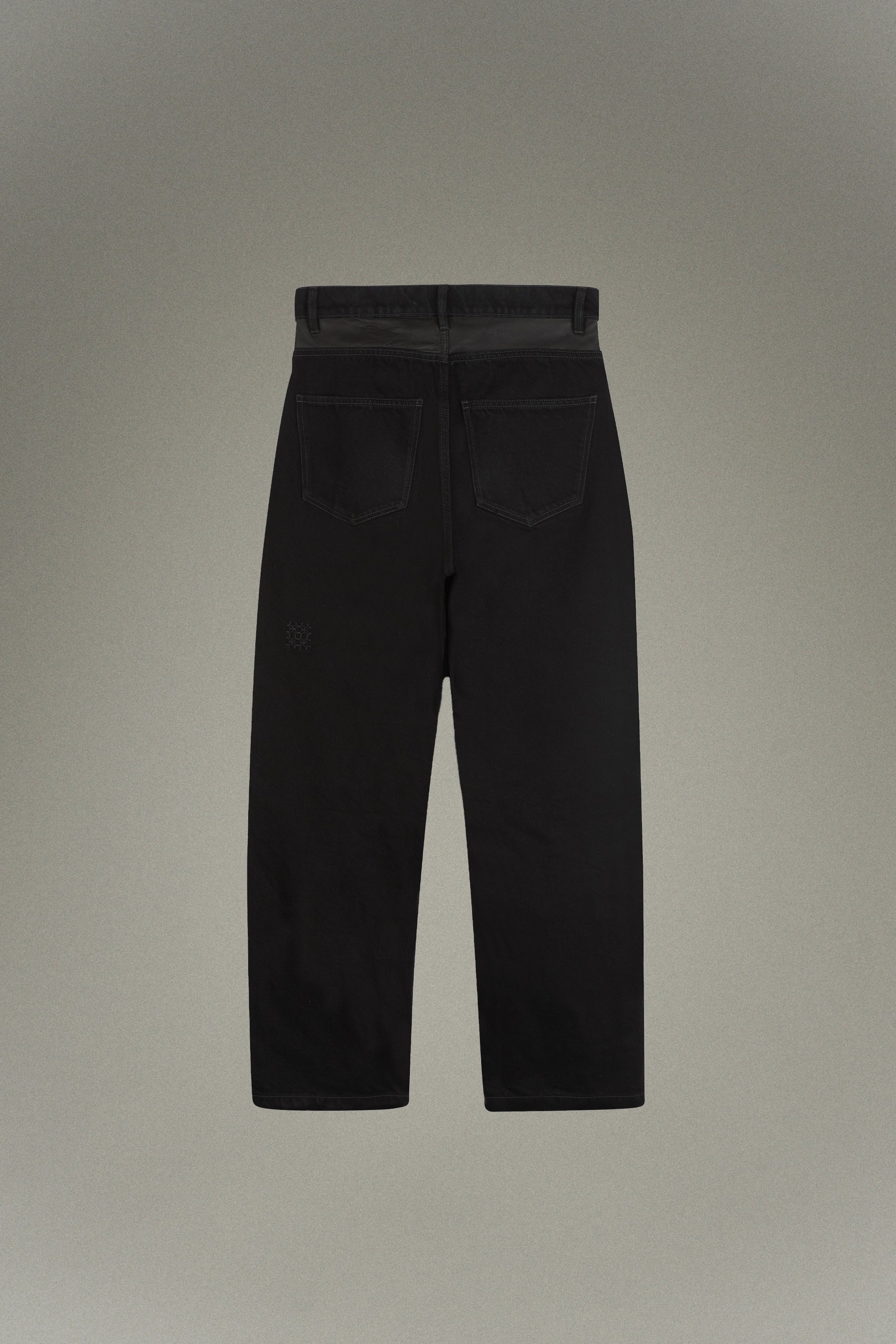 Jean droit cuir & twill noir