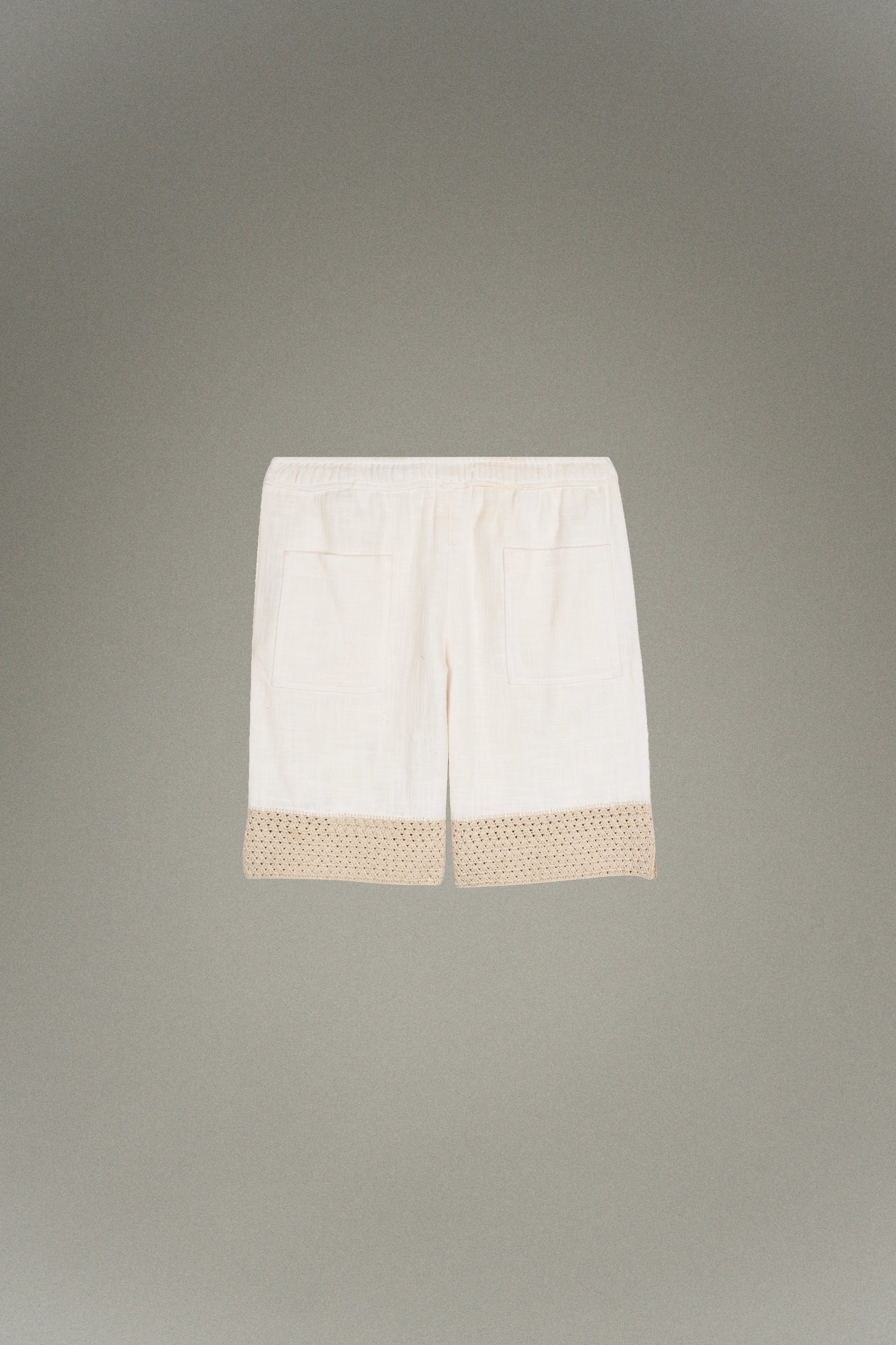 Linen shorts with mesh insert