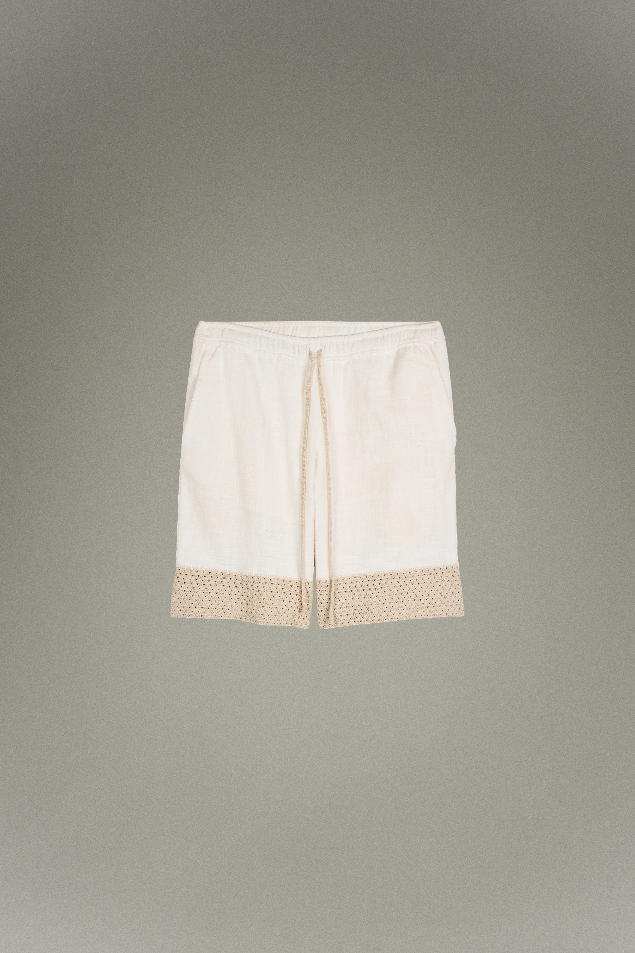 Linen shorts with mesh insert
