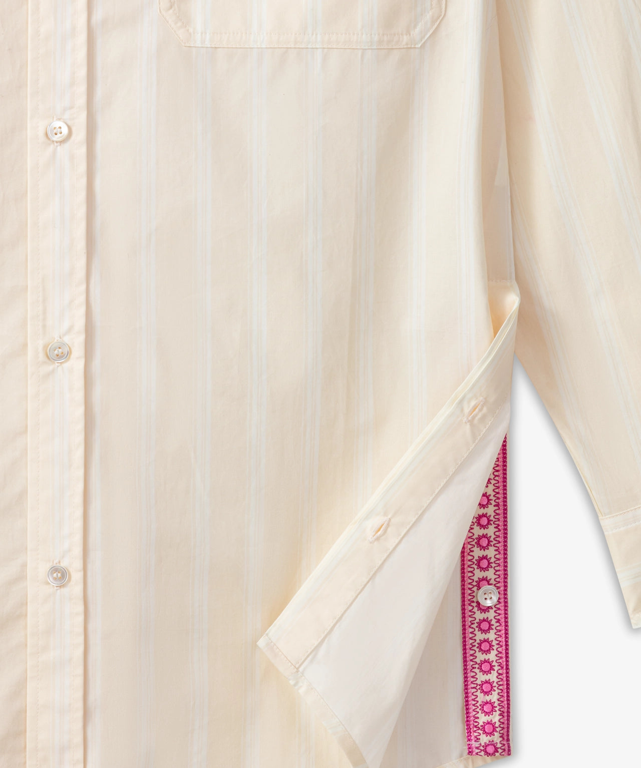 Chemise en coton à rayures Écru