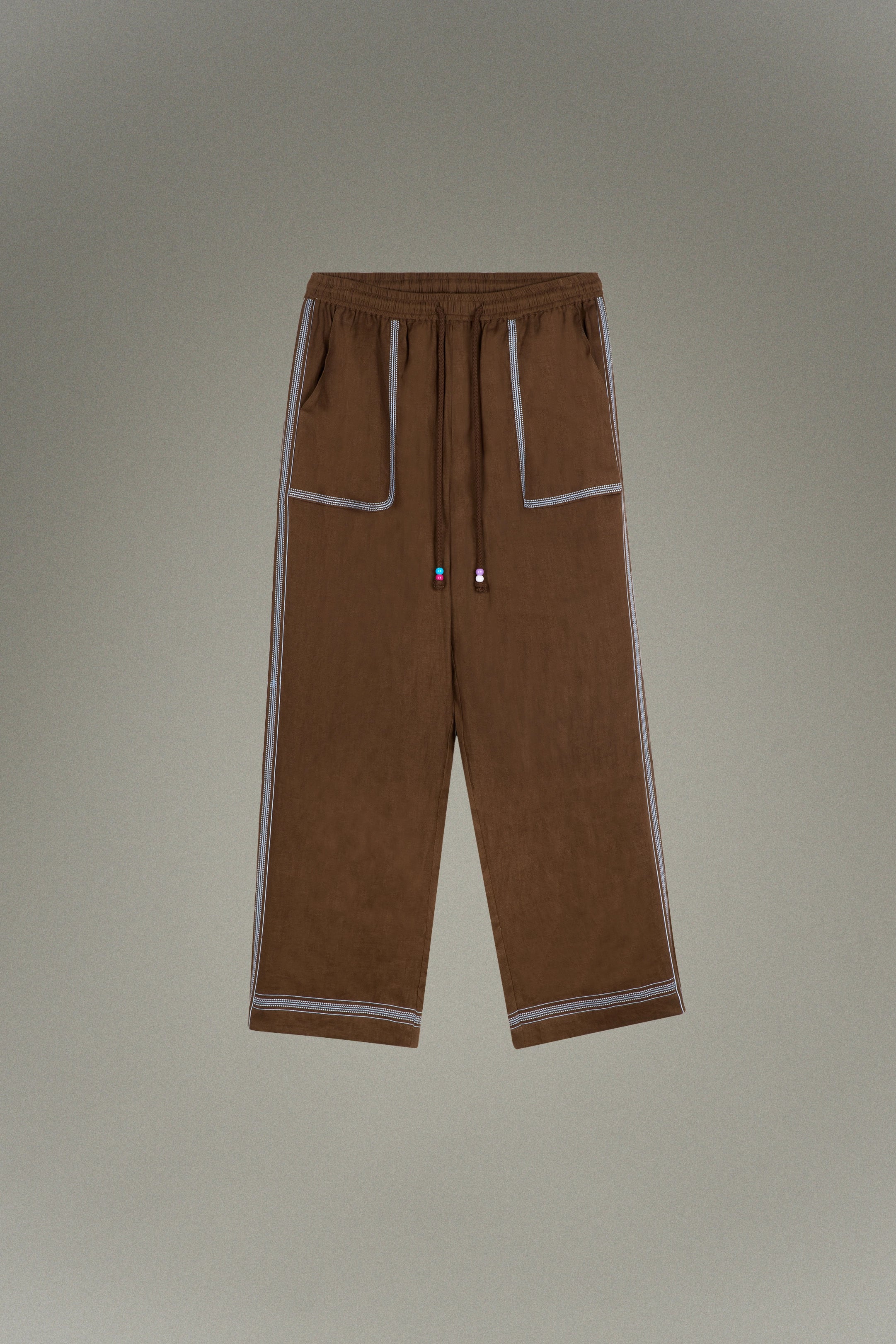 Pantalon brodé en Lin