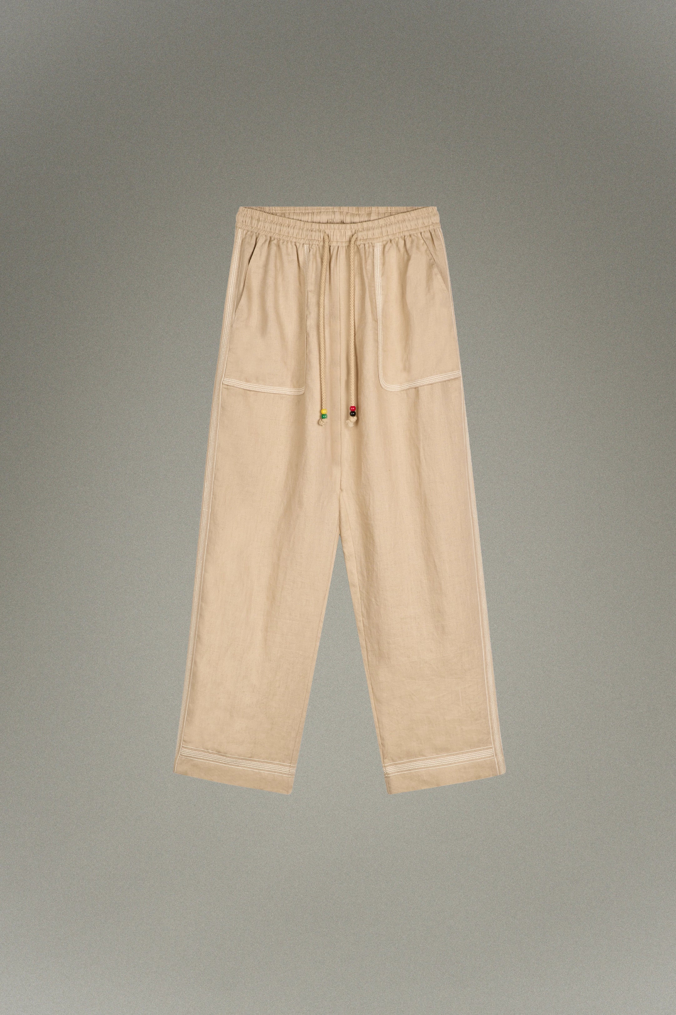 Pantalon brodé en Lin
