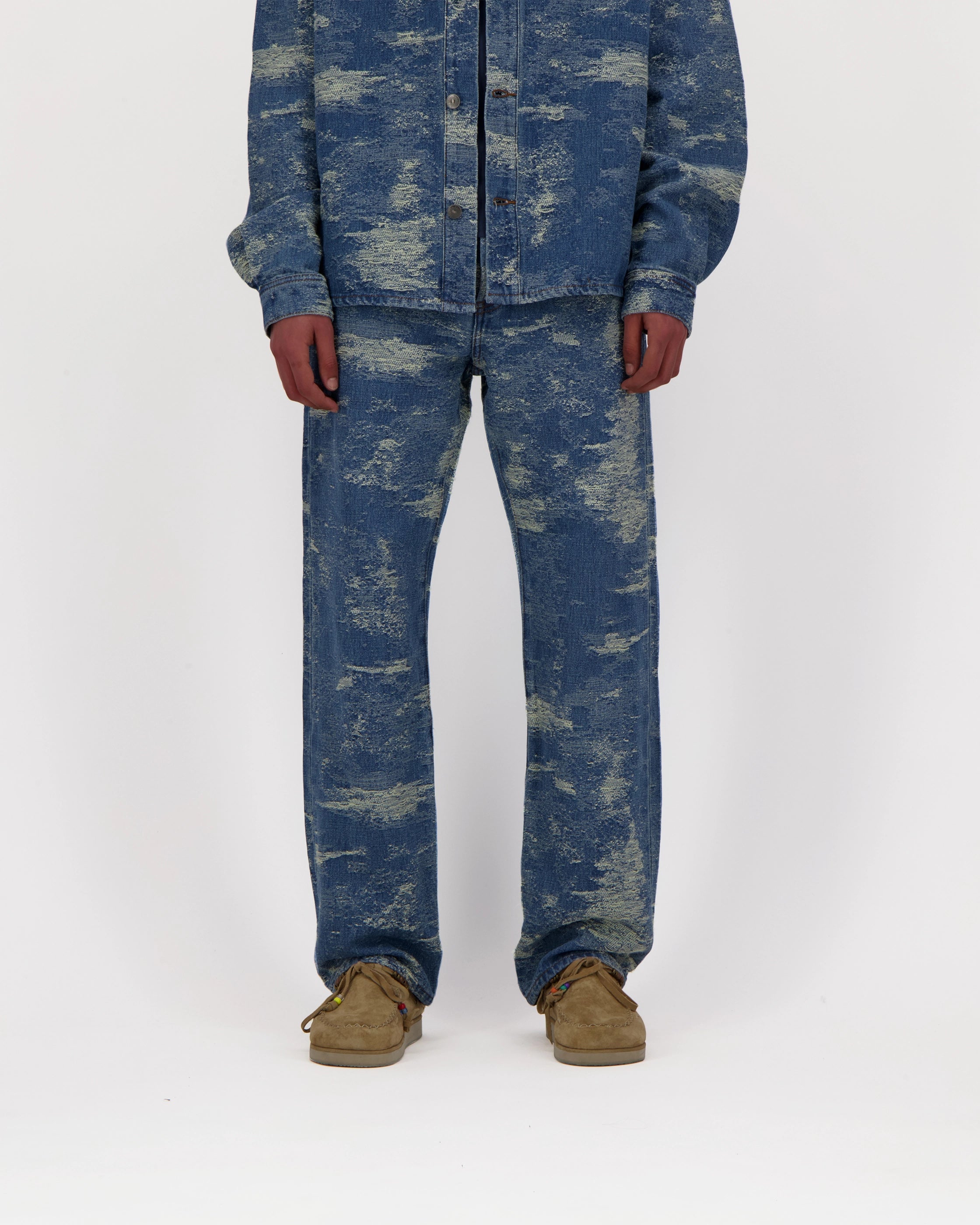 Jean effet "vintage" tissé