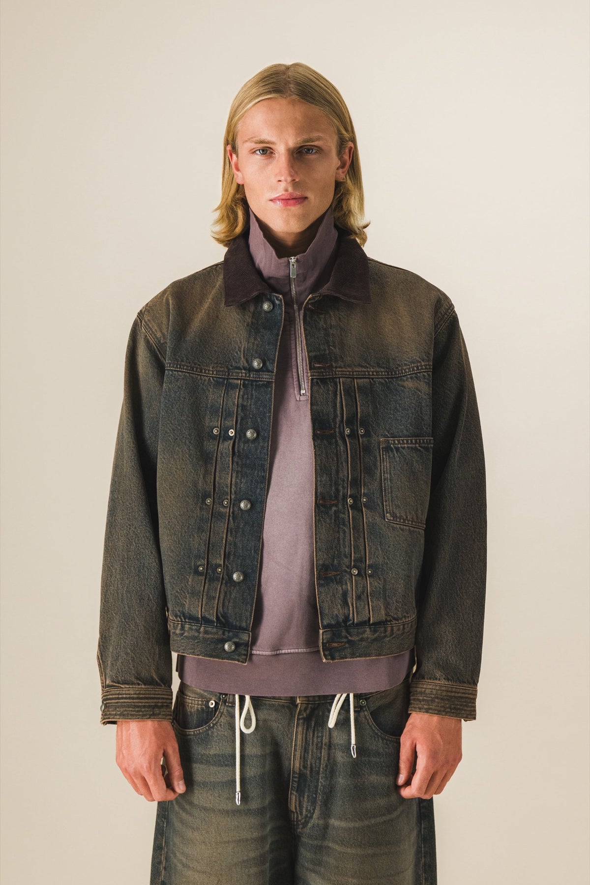 Veste trucker à plis