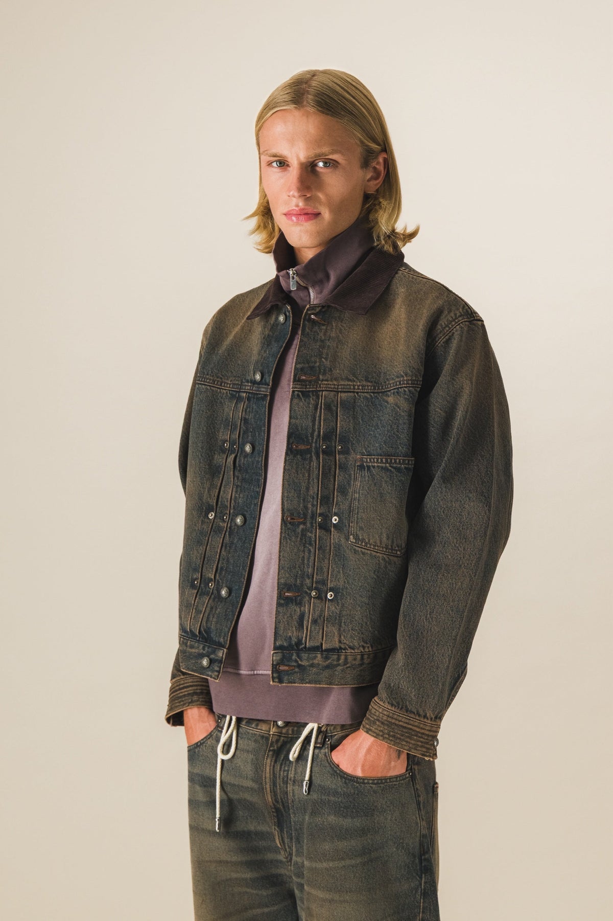 Veste trucker à plis