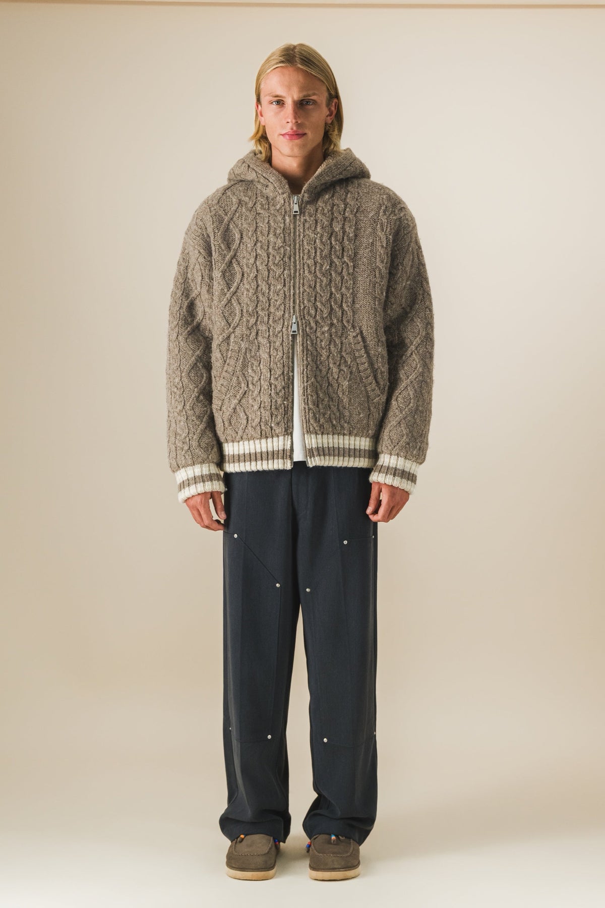 Hoodie en maille torsadée