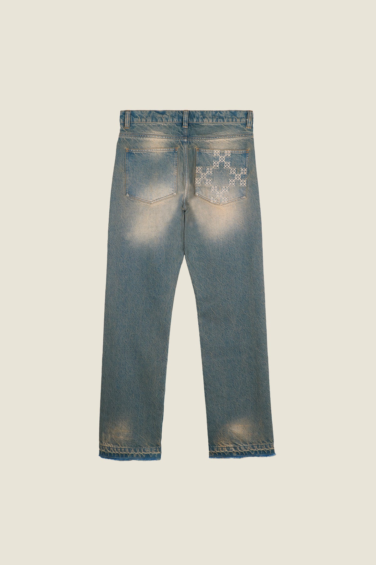 Jean droit en denim délavé