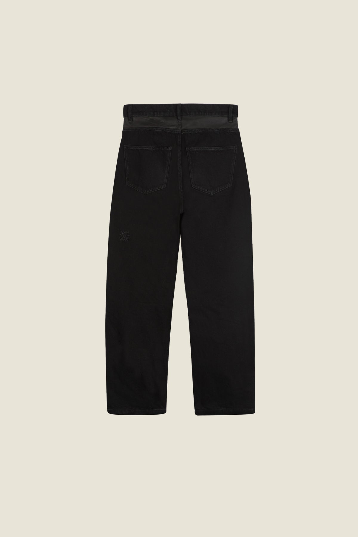 Jean droit cuir & twill noir