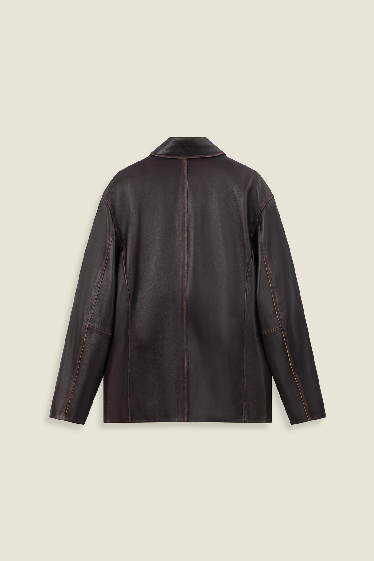 Veste en cuir aux bords délavés