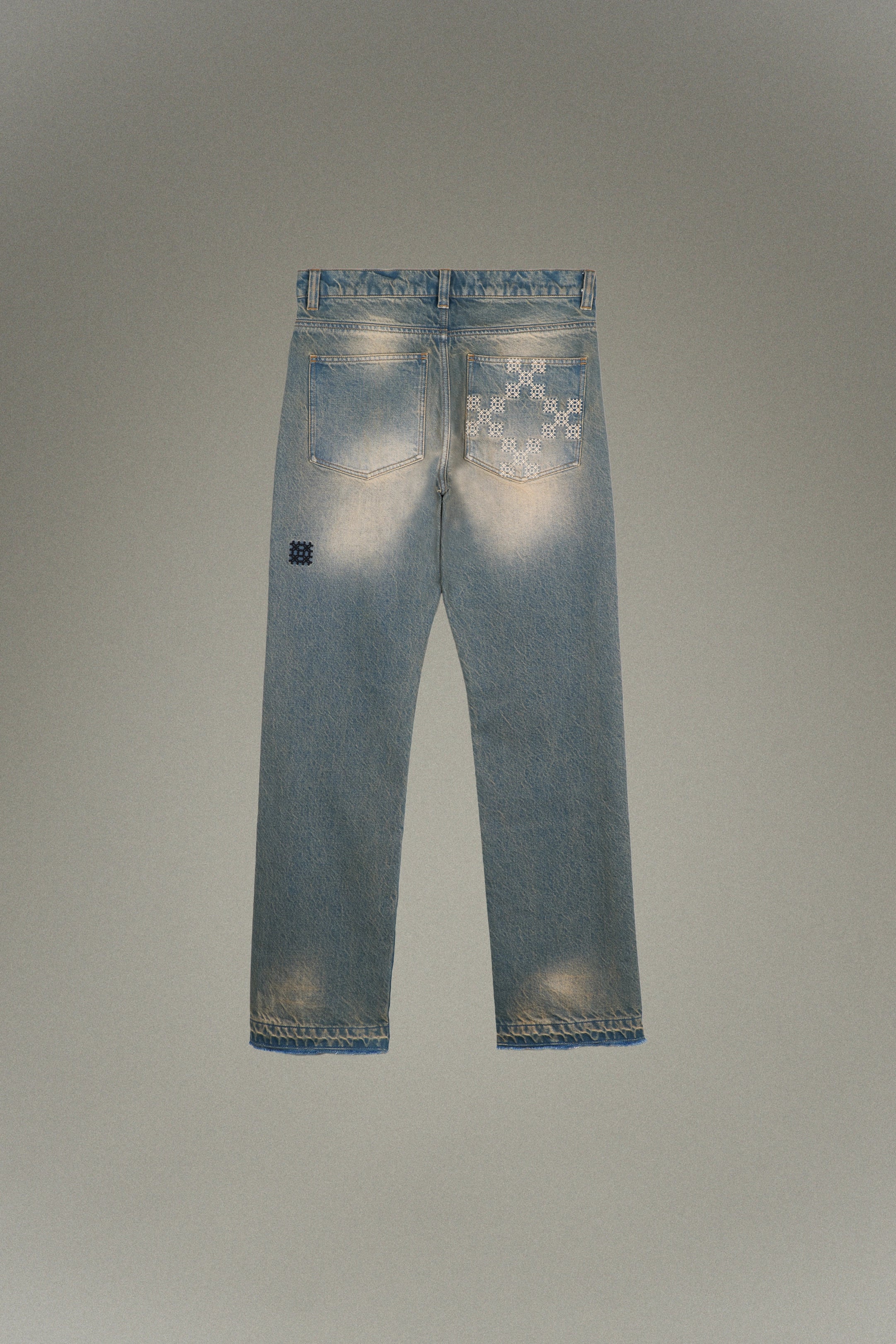 Jean droit en denim délavé