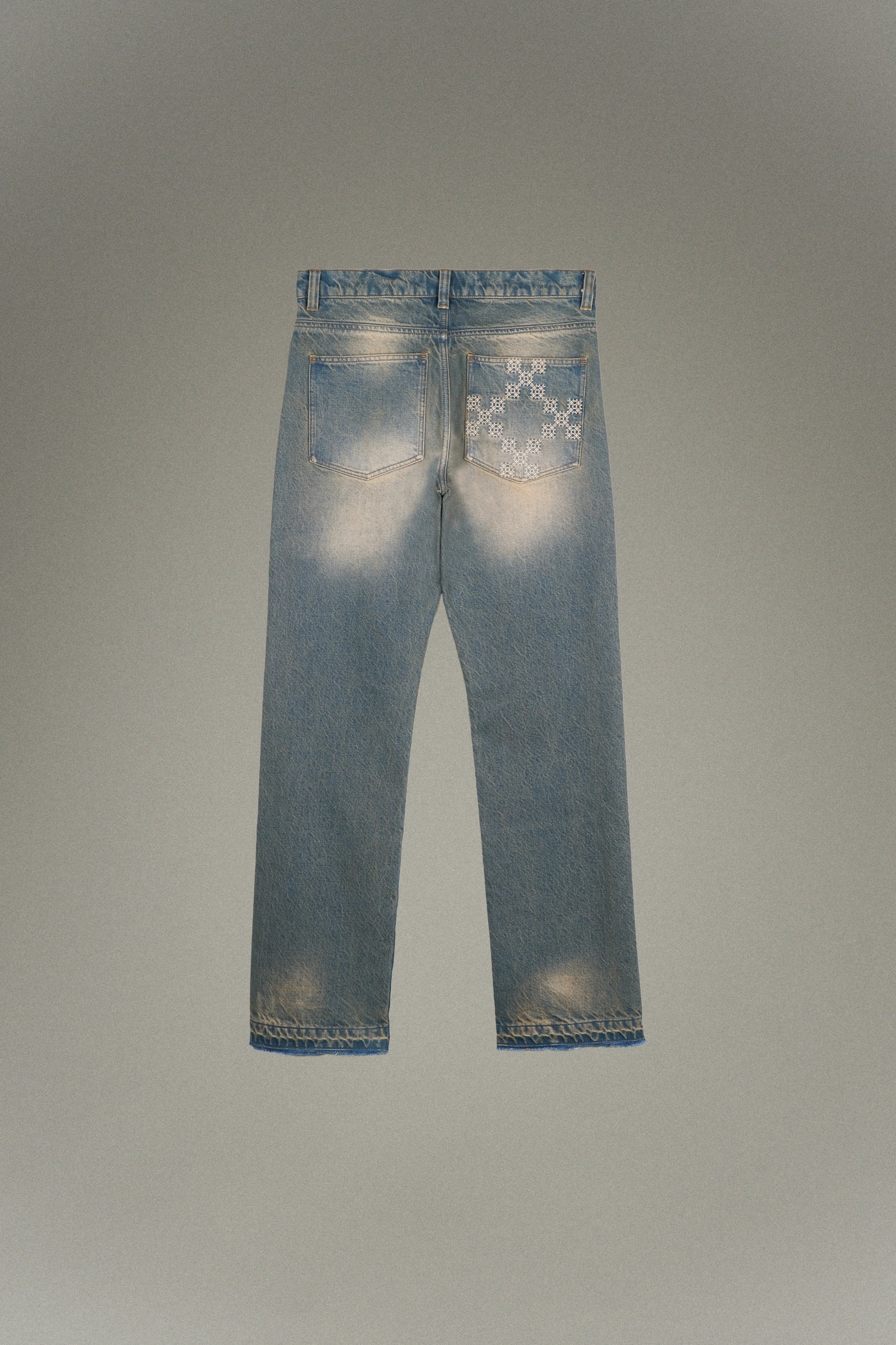 Jean droit en denim délavé