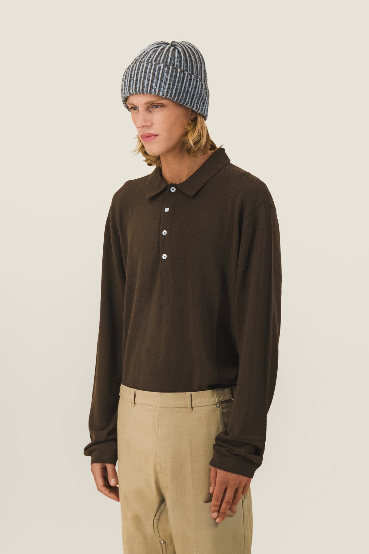 Wool and silk polo shirt