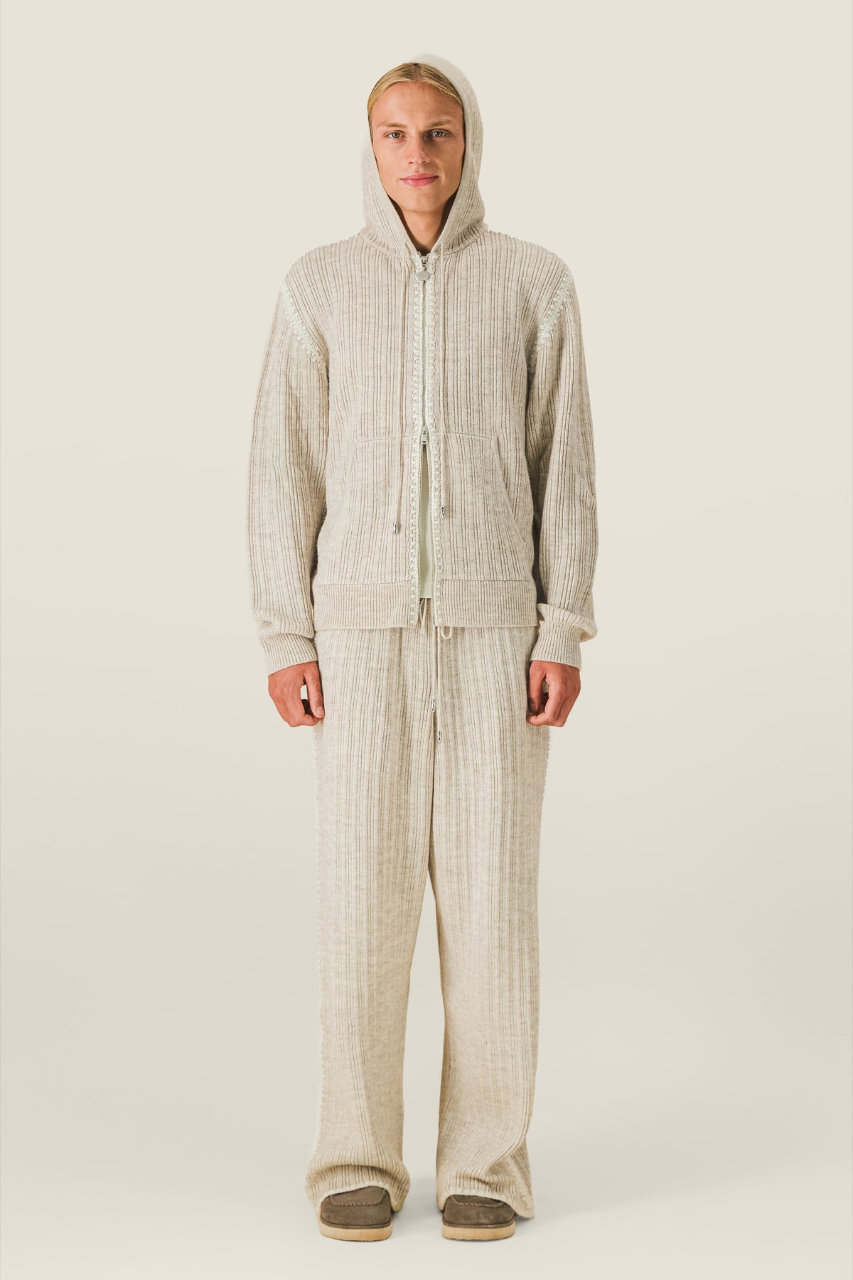 Scalloped knit trousers