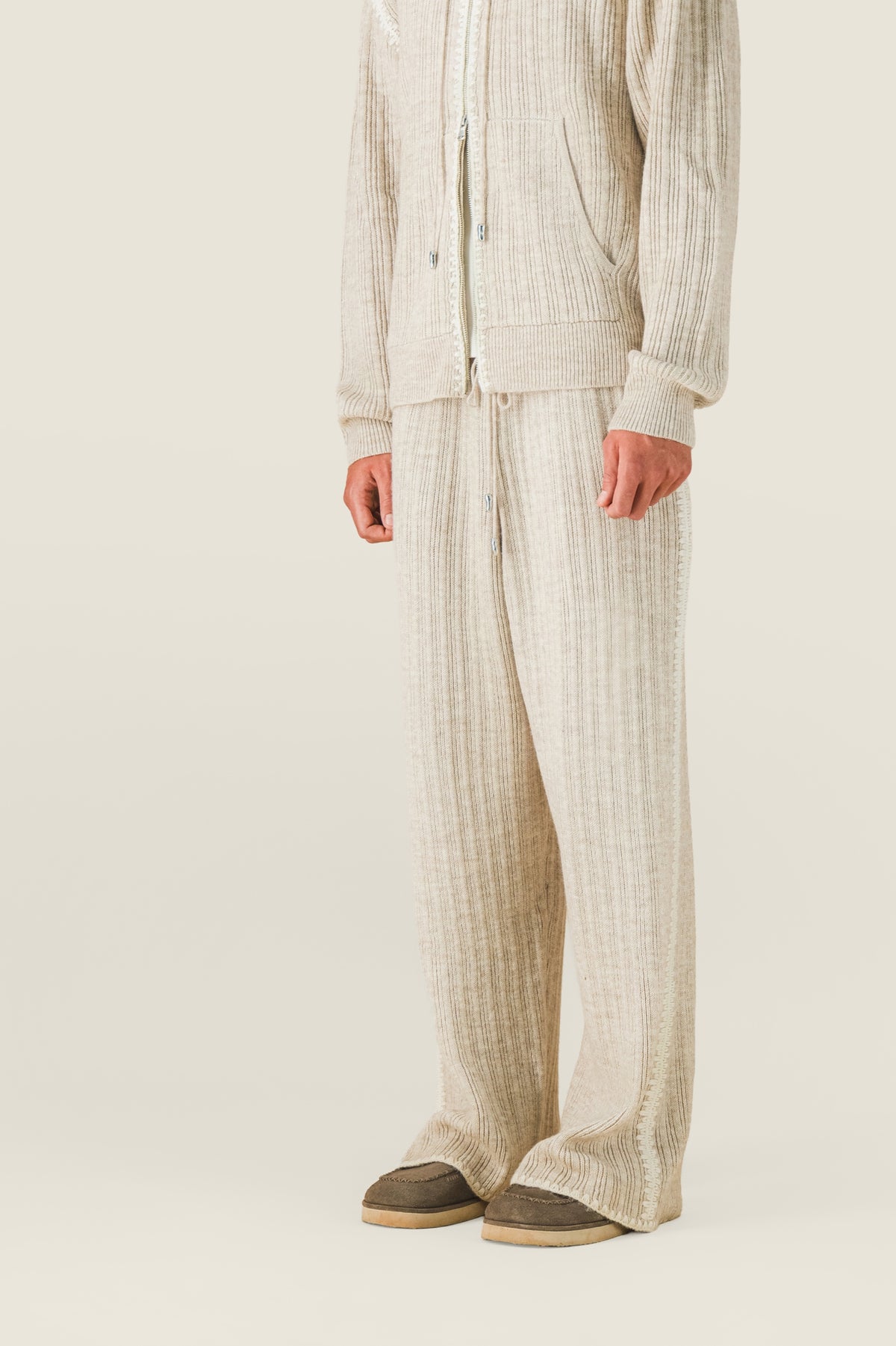 Scalloped knit trousers