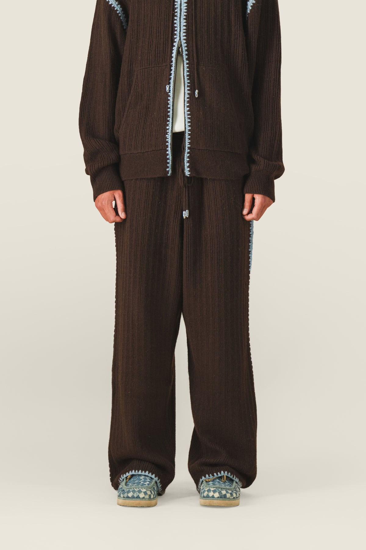 Scalloped knit trousers