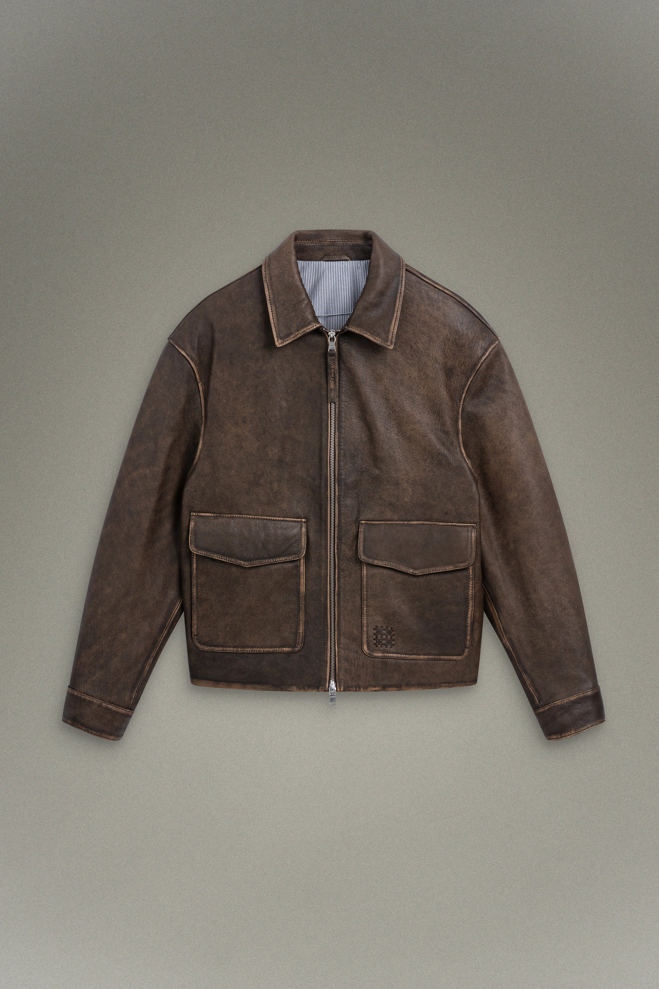 Blouson en cuir vieilli