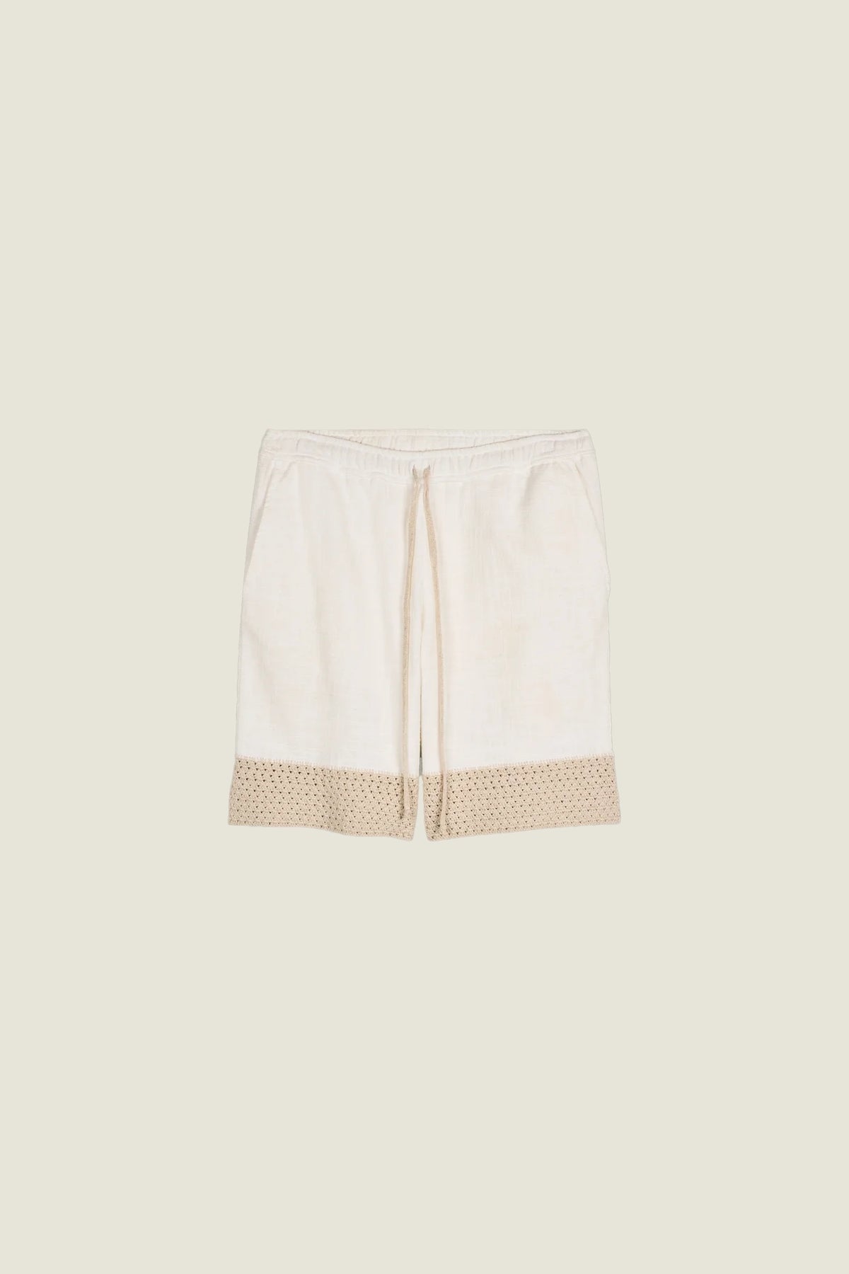 Linen shorts with mesh insert