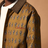 Blouson marron à motif floral